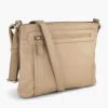 Dames 5th Avenue Beige Leren Schoudertas