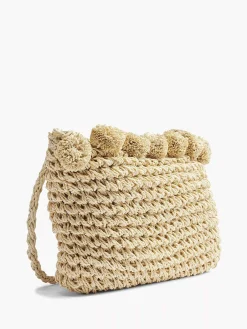 Dames Graceland Beige Rieten Schoudertas