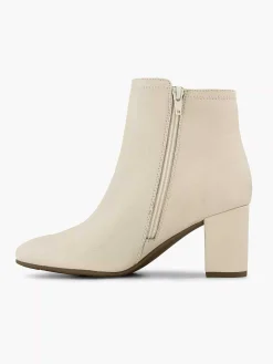 Dames 5th Avenue Creme Leren Enkellaars