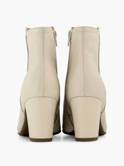 Dames 5th Avenue Creme Leren Enkellaars