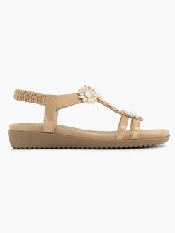 Dames Easy Street Rosegouden Comfort Sandaal Steentjes