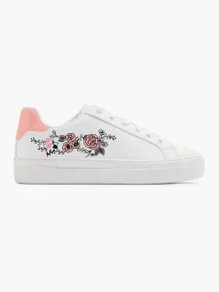 Dames Graceland Witte Sneaker Roze Bloemen