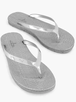 Dames Blue Fin Zilveren Teenslipper