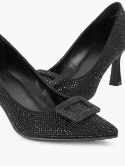 Dames Graceland Zwarte Glitter Pump Gesp