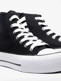 Dames Graceland Zwarte Hoge Canvas Sneaker