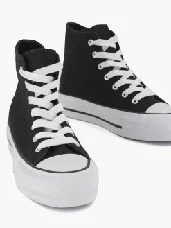Dames Graceland Zwarte Hoge Canvas Sneaker