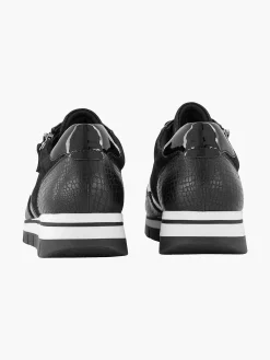 Dames Medicus Zwarte Leren Comfort Sneaker Croco