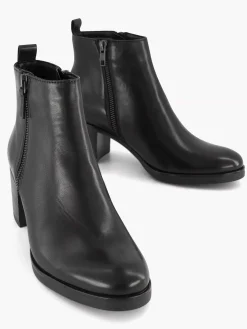 Dames 5th Avenue Zwarte Leren Enkellaars Hak