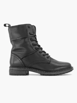 Dames 5th Avenue Zwarte Leren Veterboot