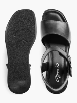 Dames 5th Avenue Zwarte Platform Leren Sandaal