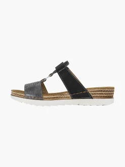 Dames Easy Street Zwarte Slipper Leren Voetbed